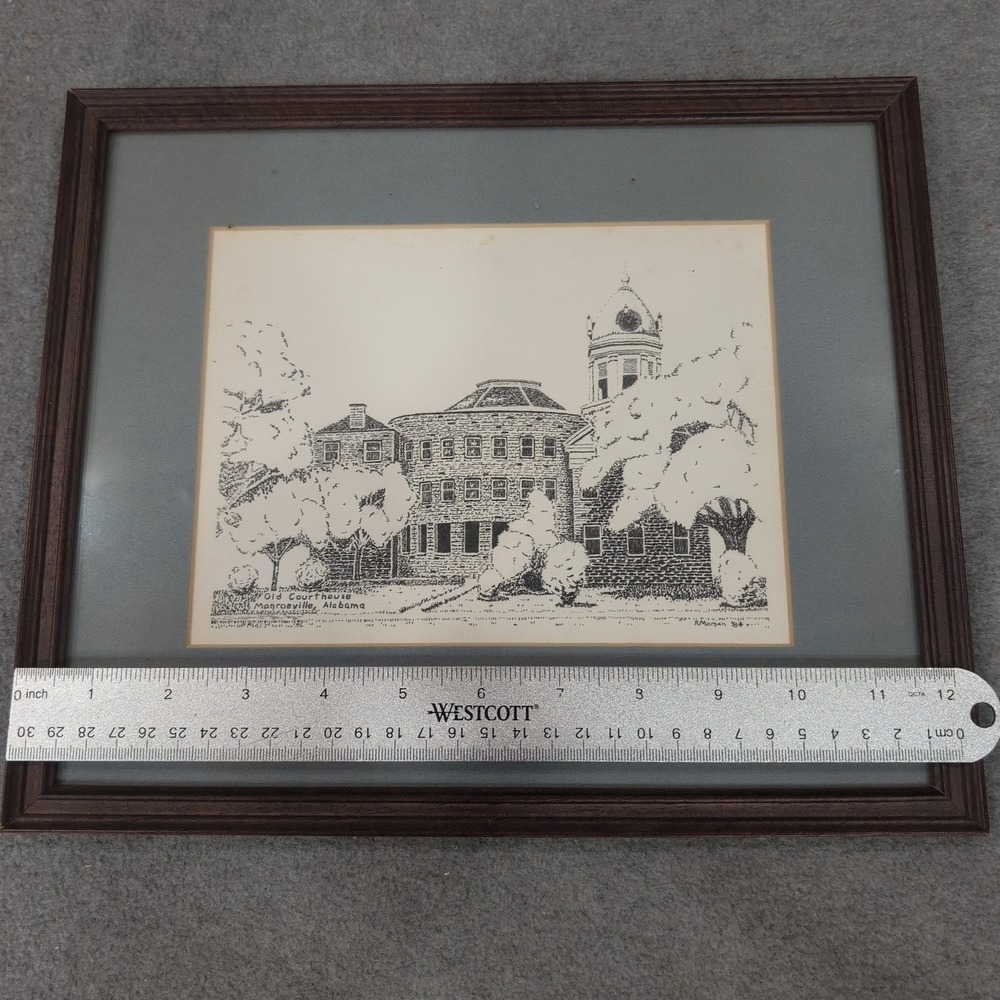 Old Courthouse Monroeville Alabama Lithograph R Morgan 1984 Framed Mockingbird - Picture 8 of 9